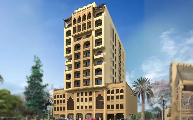 A rendering of the building under construction, showcasing its architectural design and future potential.